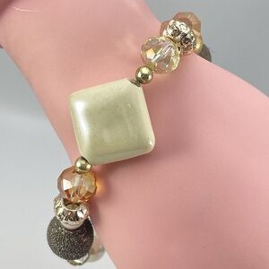 Glass Ceramic Chunky Bold Beaded Stretch Bracelet Boho Classic Cute Statement